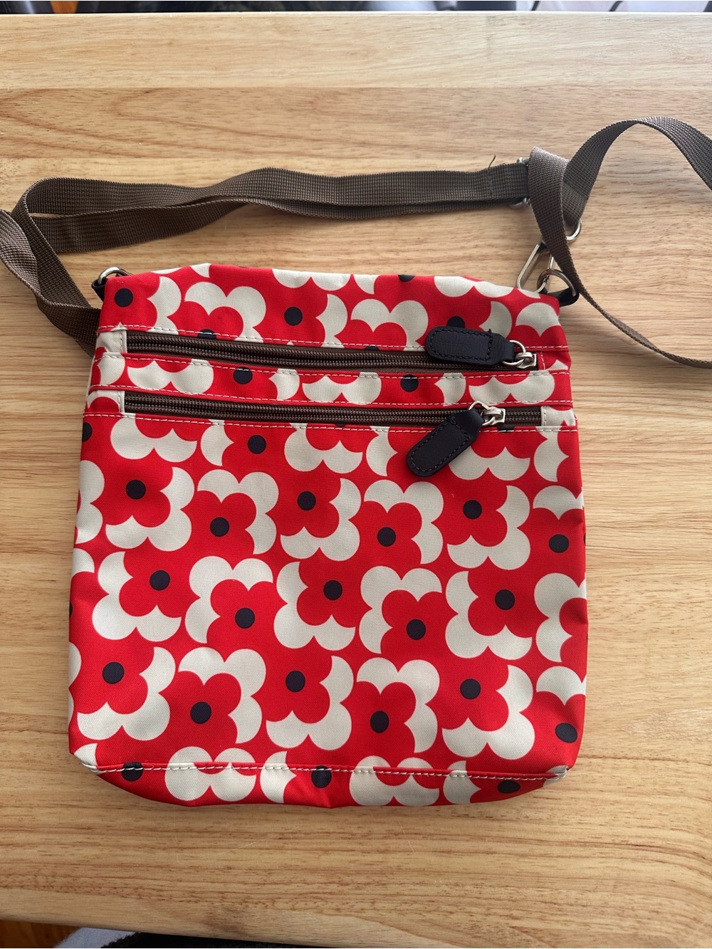Orla Kiely for Target Red Floral/taxi  Crossbody Bag with Neutral Strap